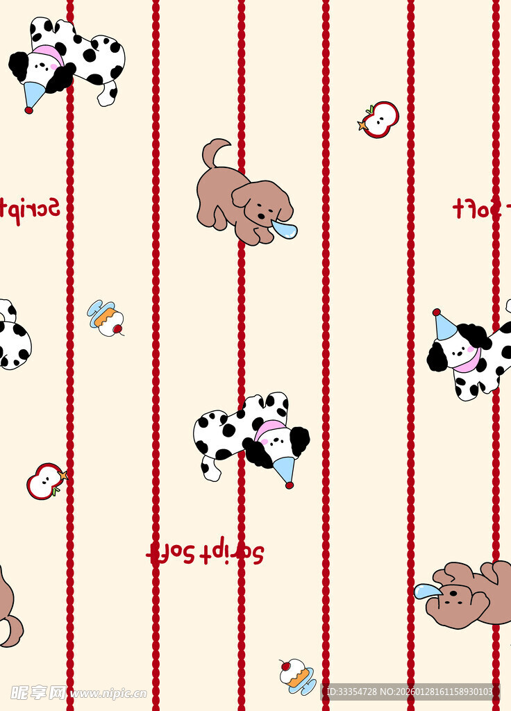 可爱小狗条纹图案背景