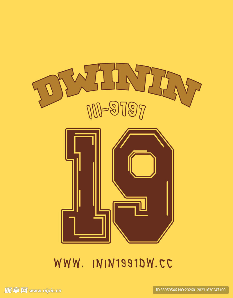 复古风格数字19印花图案