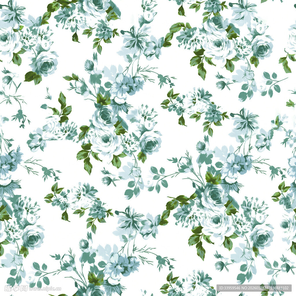 蓝白花卉图案纹理