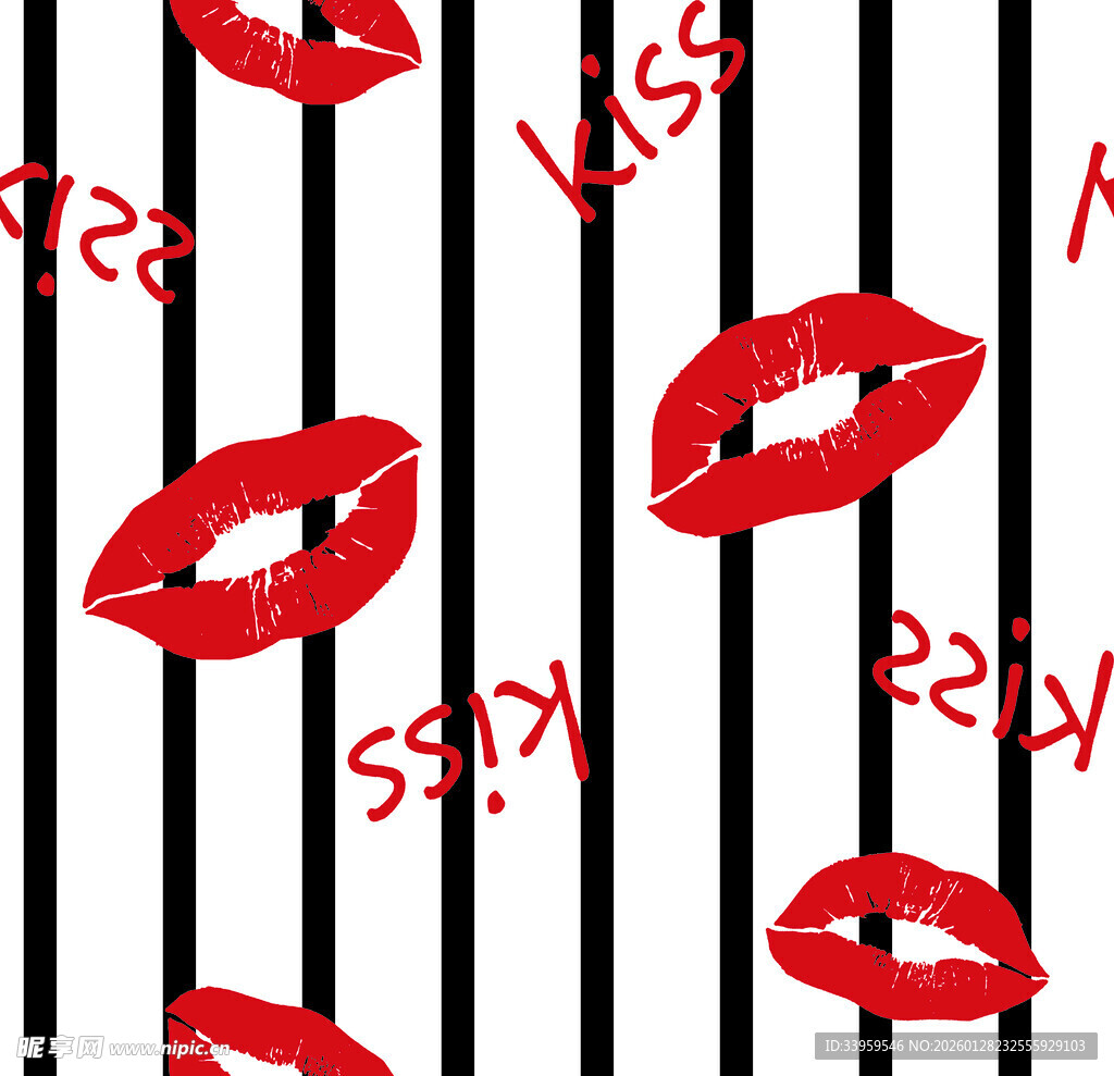 红唇条纹浪漫图案设计