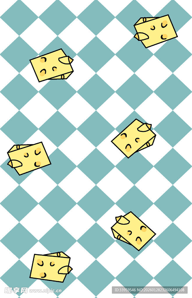 奶酪图案的蓝绿格子背景