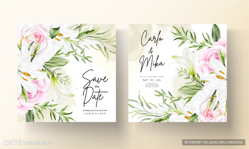 花卉婚礼请柬设计