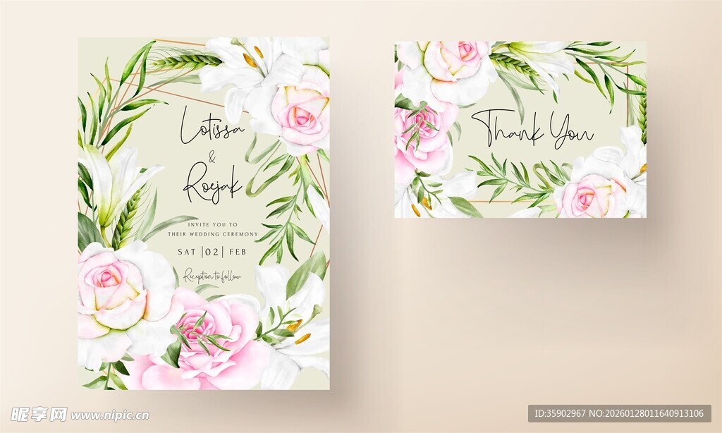 花卉装饰婚礼请柬设计