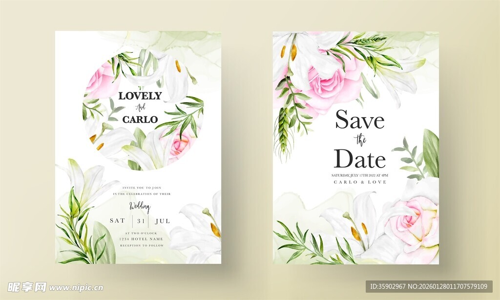 花卉婚礼请柬设计