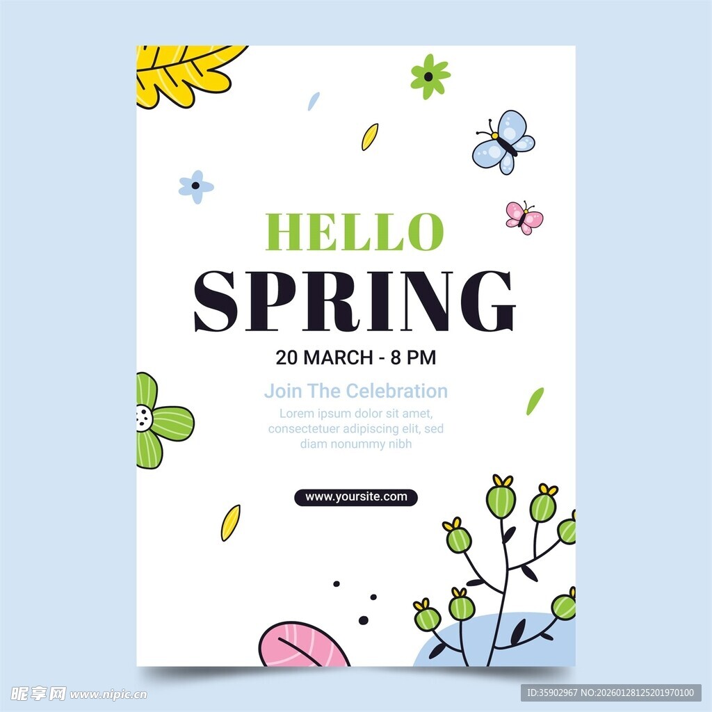 你好春天海报设计
