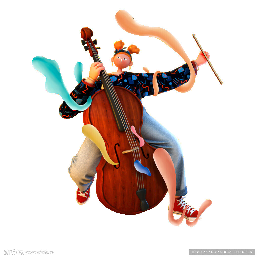 欢乐演奏的大提琴手