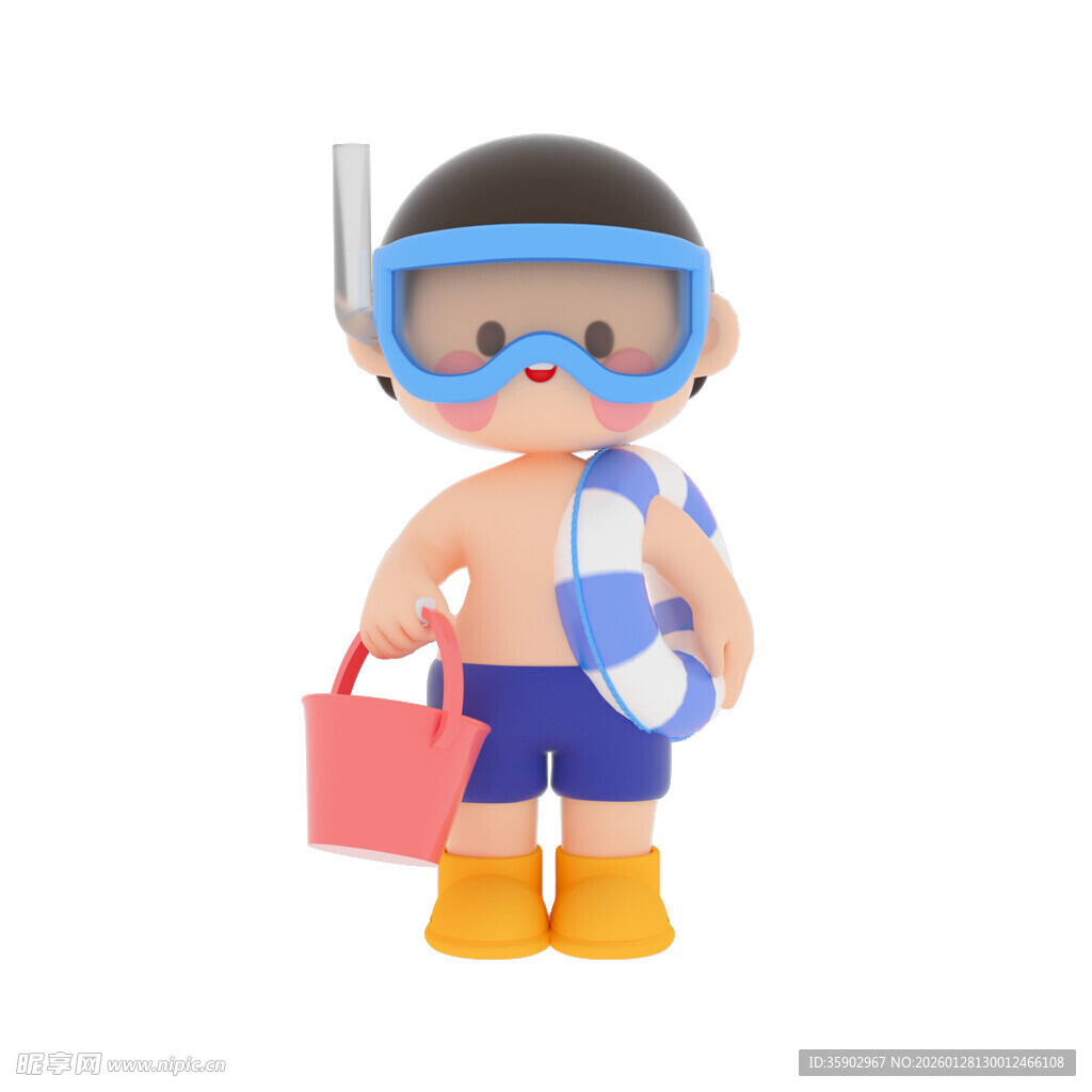 潜水装扮的可爱玩偶