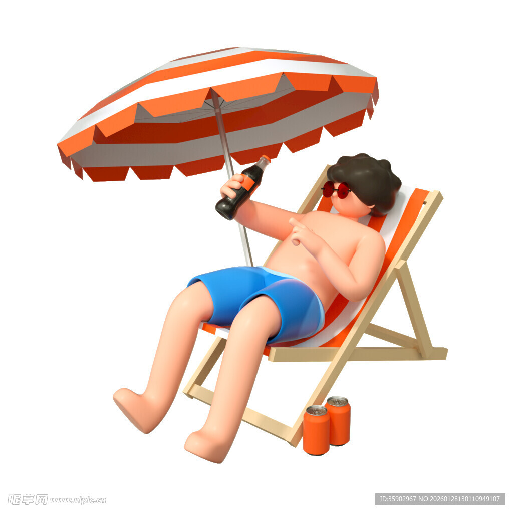 沙滩躺椅上的休闲男子