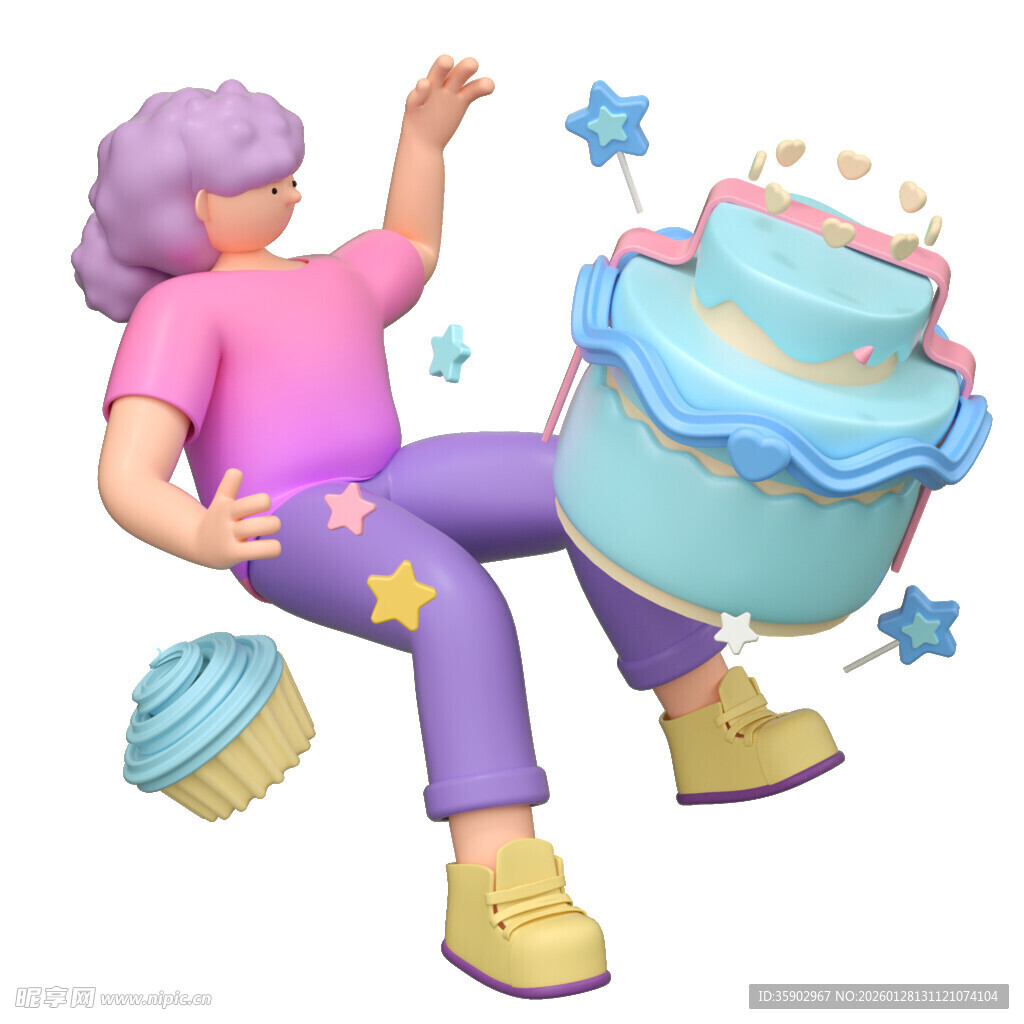 女孩与梦幻蛋糕欢乐瞬间