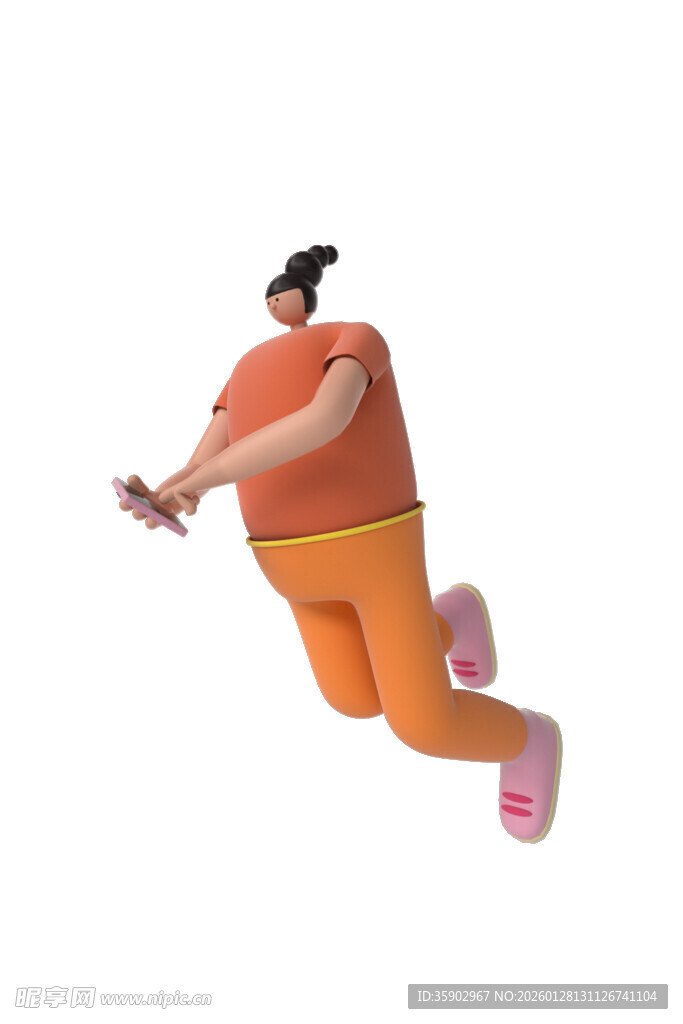 跳跃的橙色卡通人物