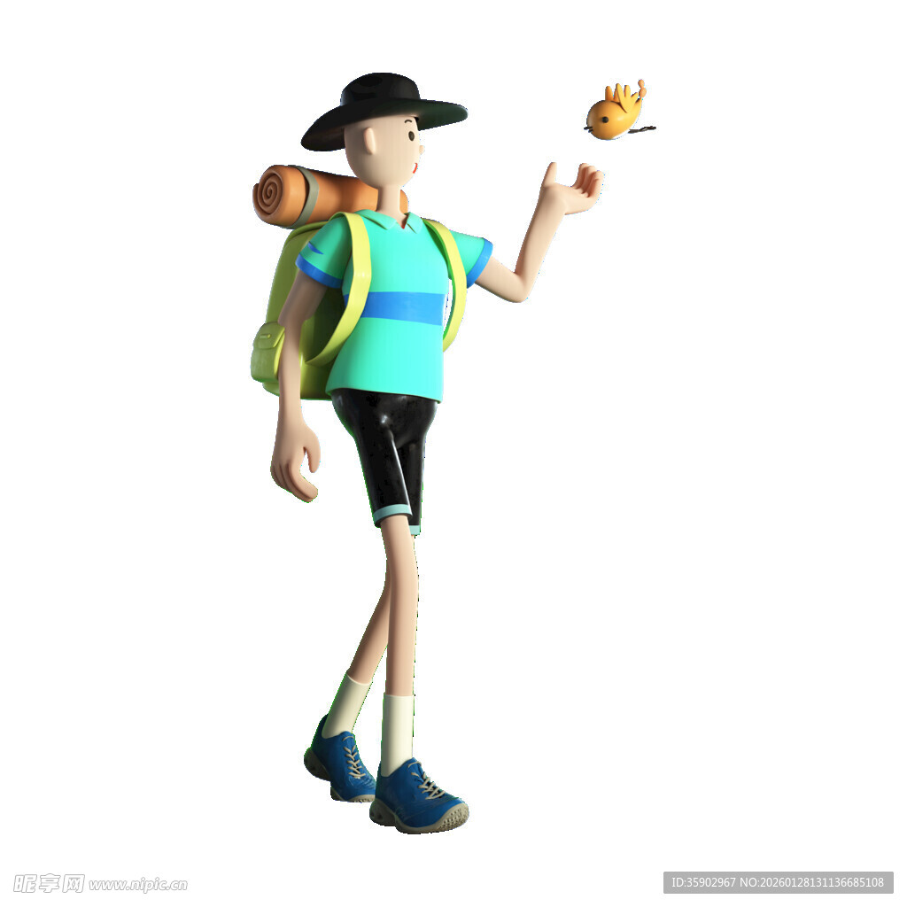 卡通人物户外旅行形象