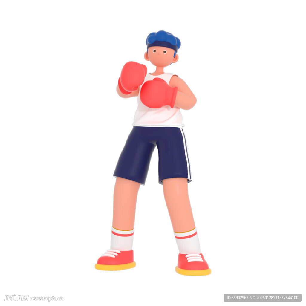 戴拳击手套的活力运动少年