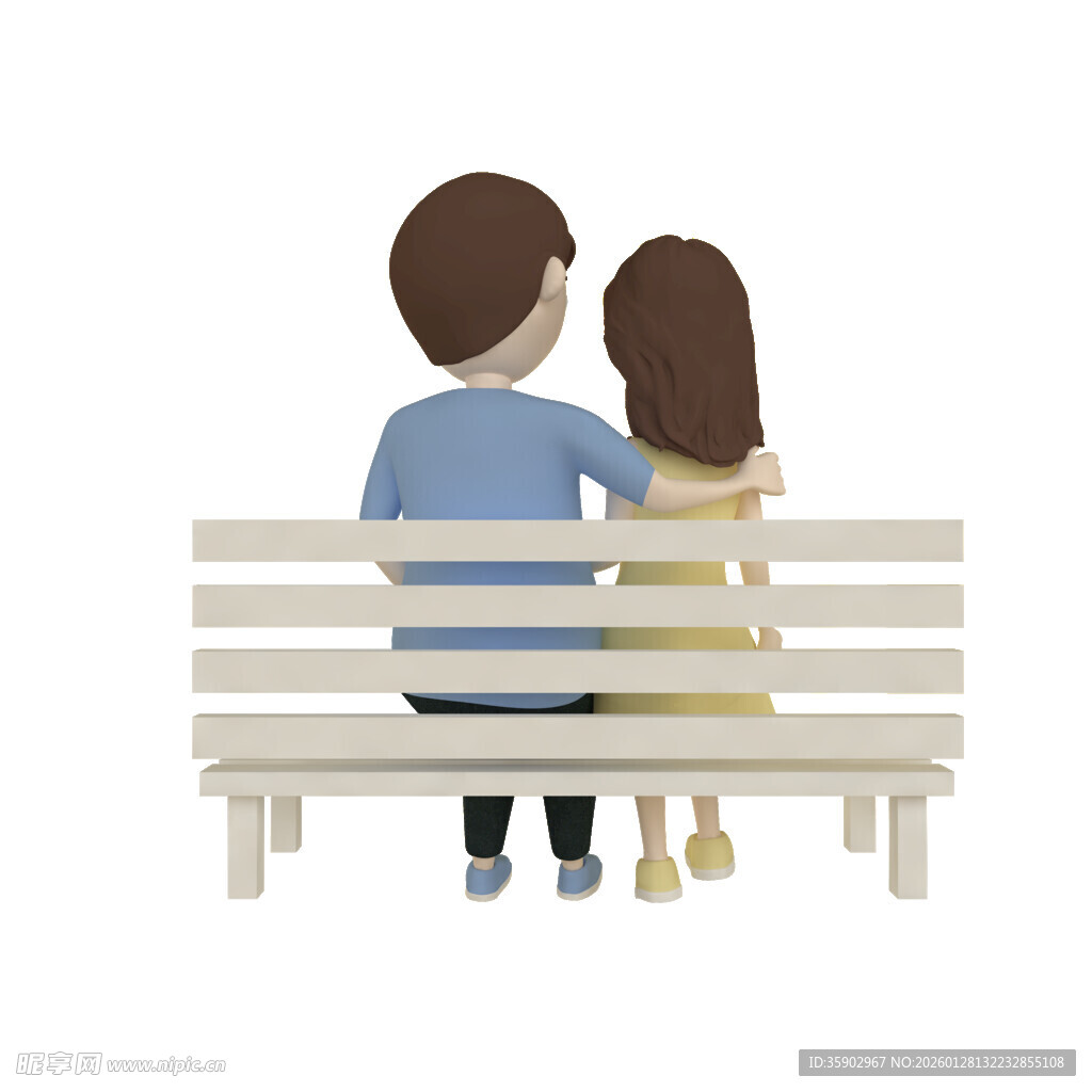 情侣长椅依偎背影