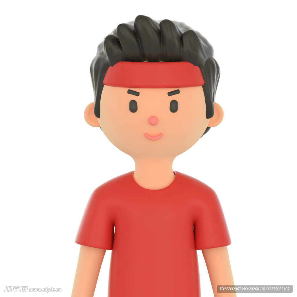 红衣运动风卡通男孩形象