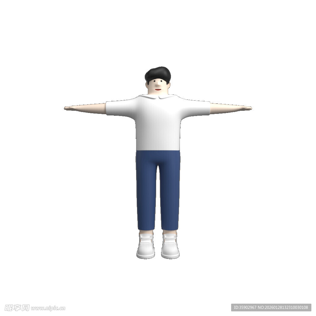 站立伸展的3D男性形象