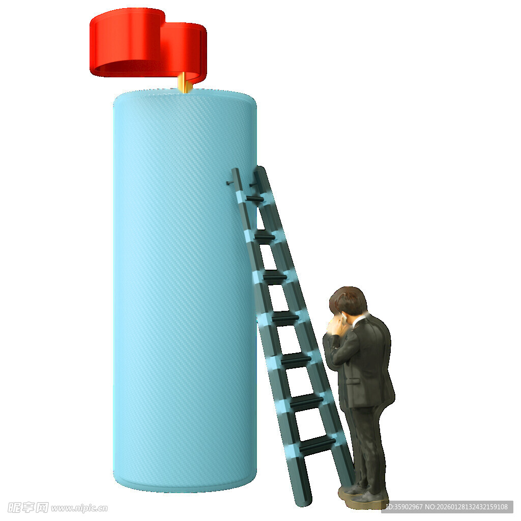 攀登者试图开启圆柱顶端