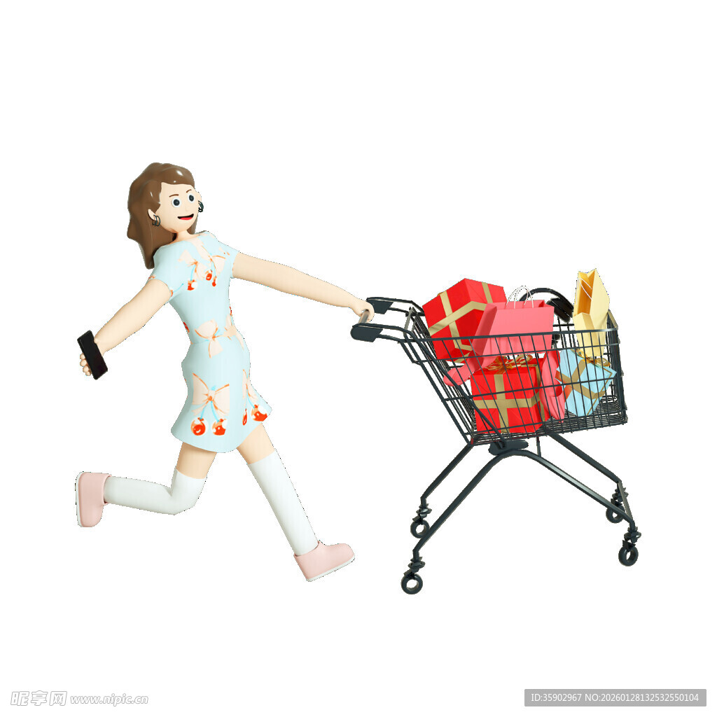 玩偶推车购物欢乐瞬间