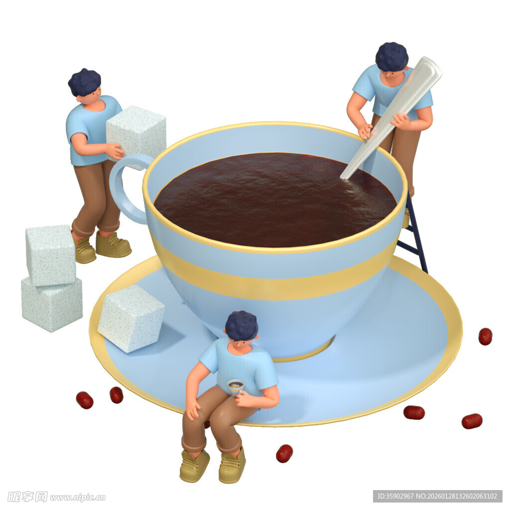 工人忙碌于超大咖啡杯旁