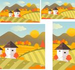 秋日乡村风景插画