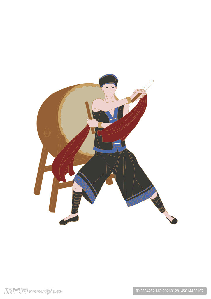 打鼓的苗族男人