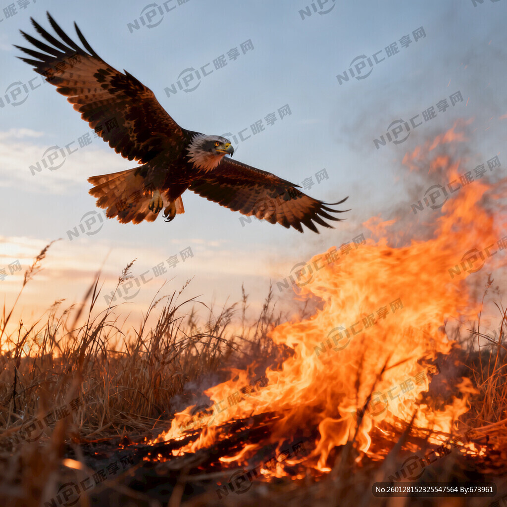 枯草和火 凶猛的鹰