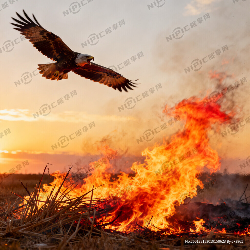 枯草和火 凶猛的鹰