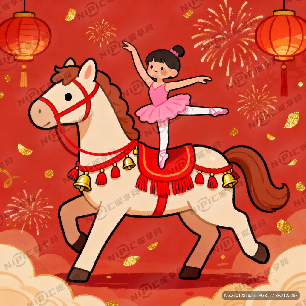 卡通马 马背上小朋友跳芭蕾舞
