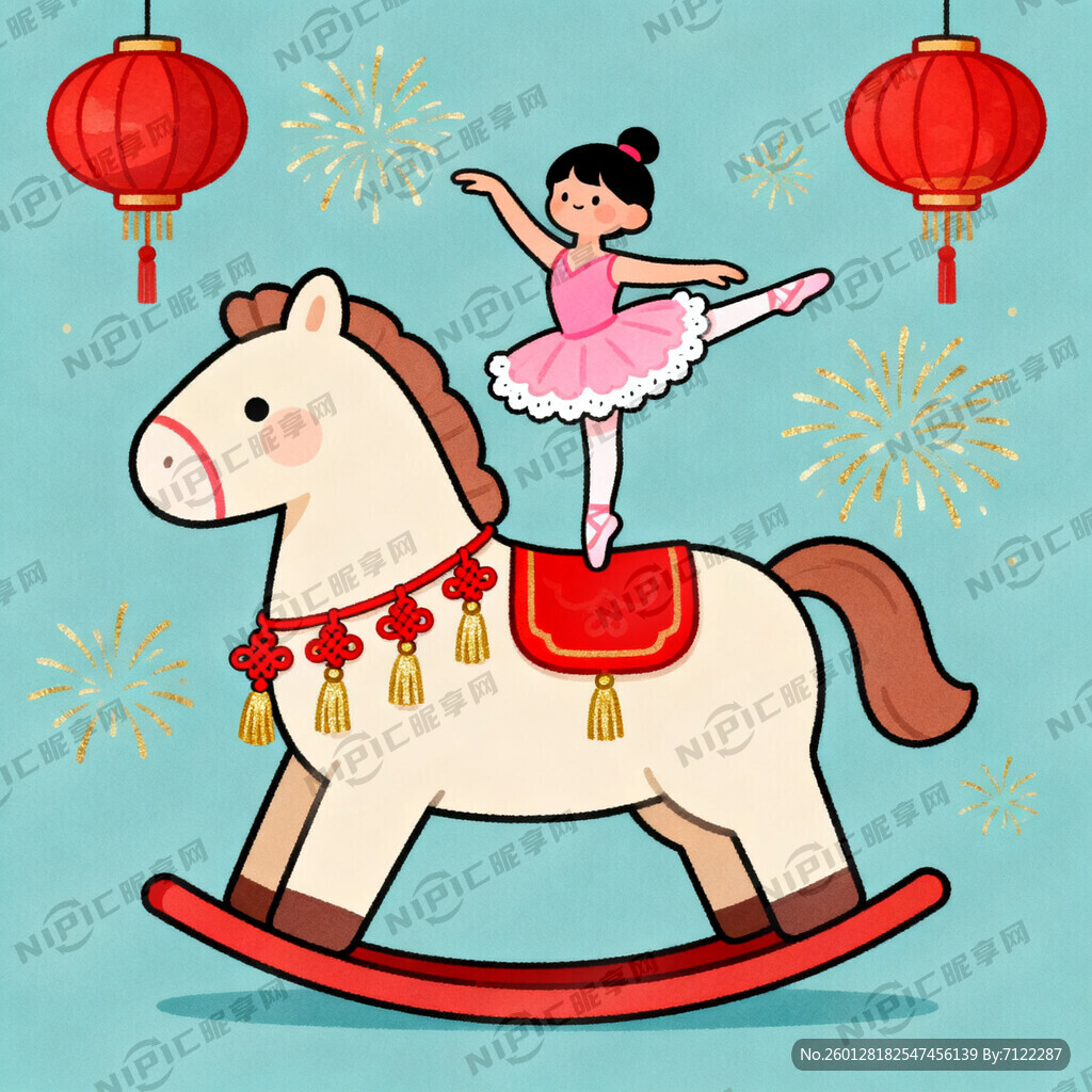 卡通马 马背上小朋友跳芭蕾舞