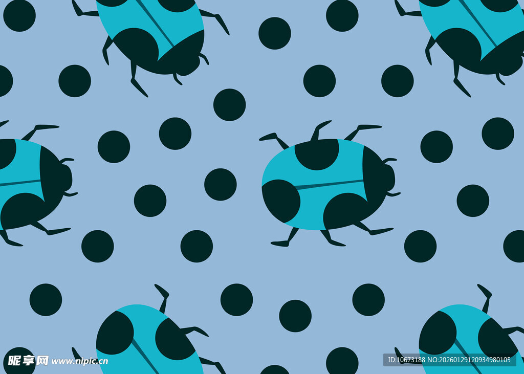 蓝底瓢虫圆点图案背景
