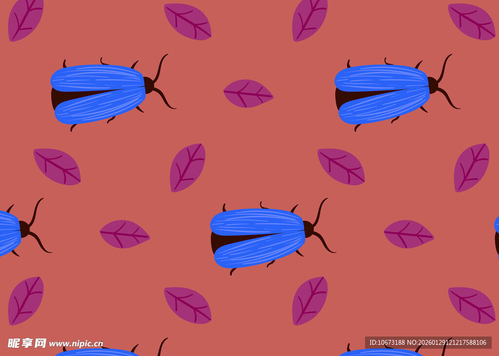 红蓝昆虫嘴唇图案背景