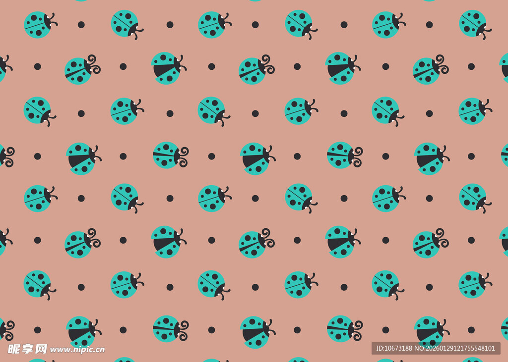 粉色底蓝图案可爱无缝花纹