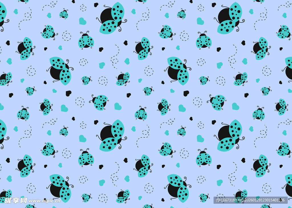 蓝底黑点绿斑图案背景