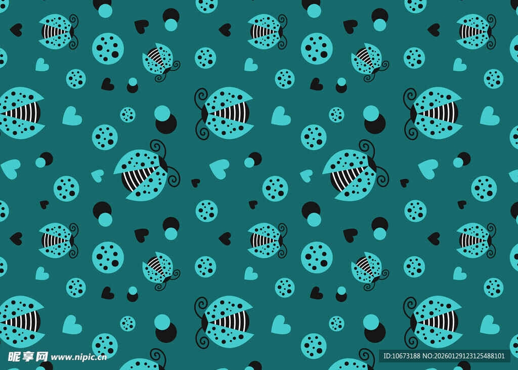 蓝绿色卡通图案背景