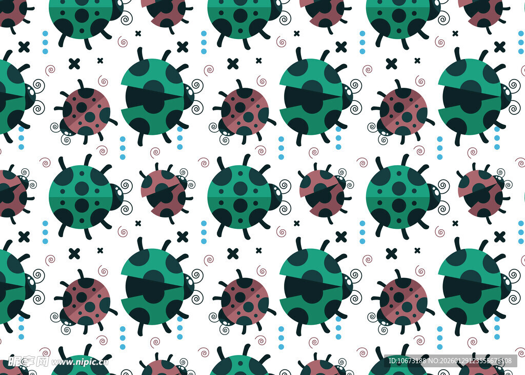 绿色昆虫图案无缝背景