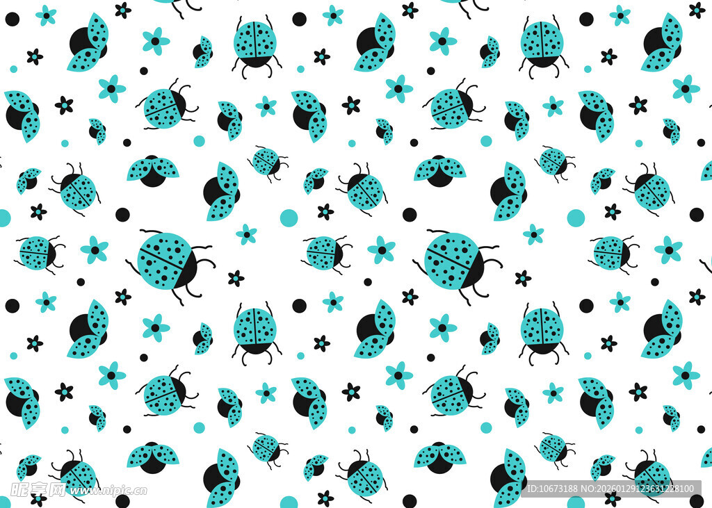 蓝绿色卡通图案无缝背景