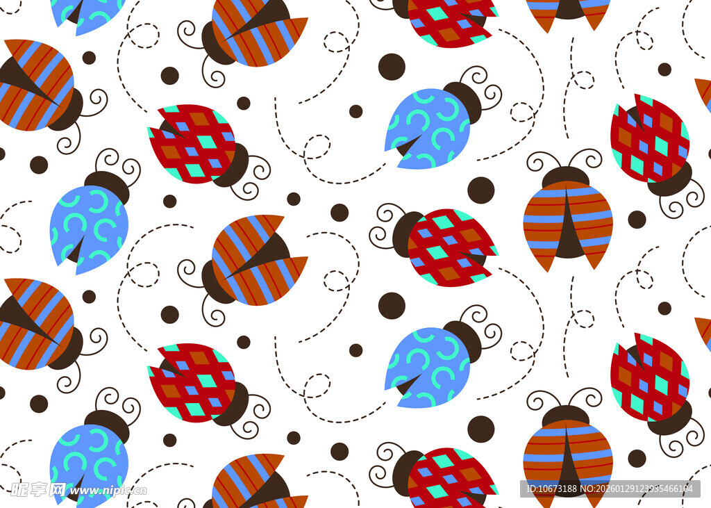 瓢虫图案的可爱无缝背景