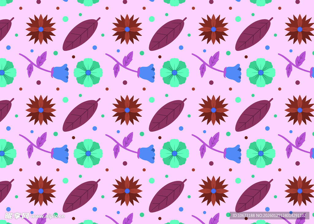 多彩几何花卉图案背景