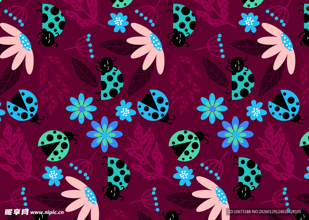 紫色底多彩图案布料纹理