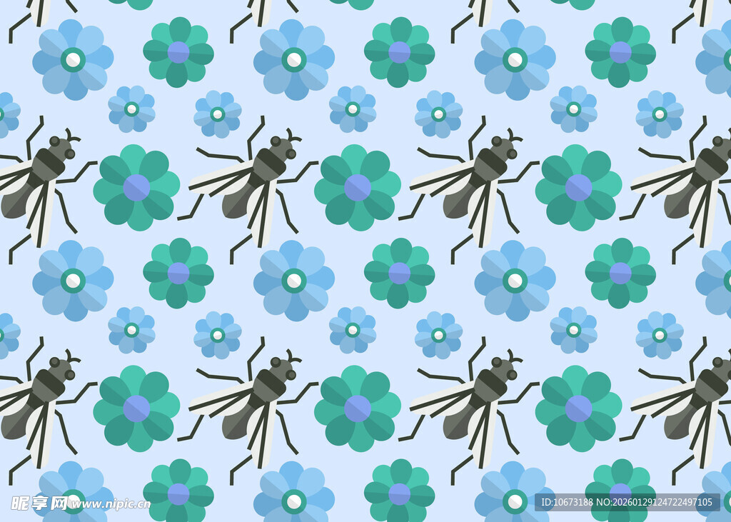 花卉昆虫图案背景