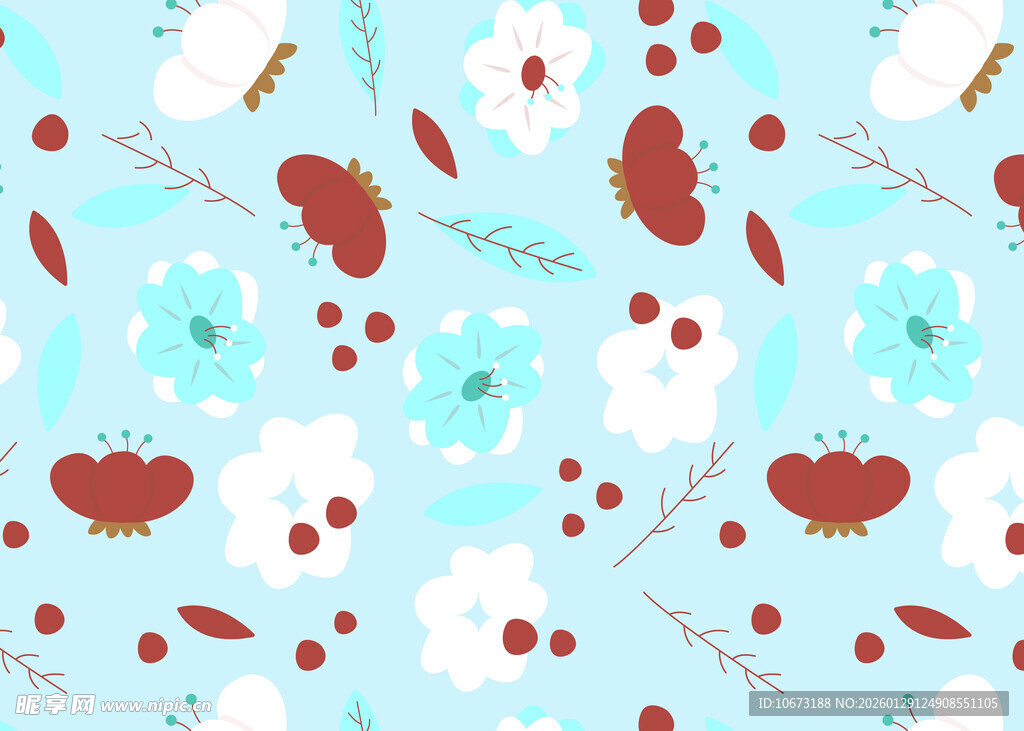 清新花卉爱心图案背景