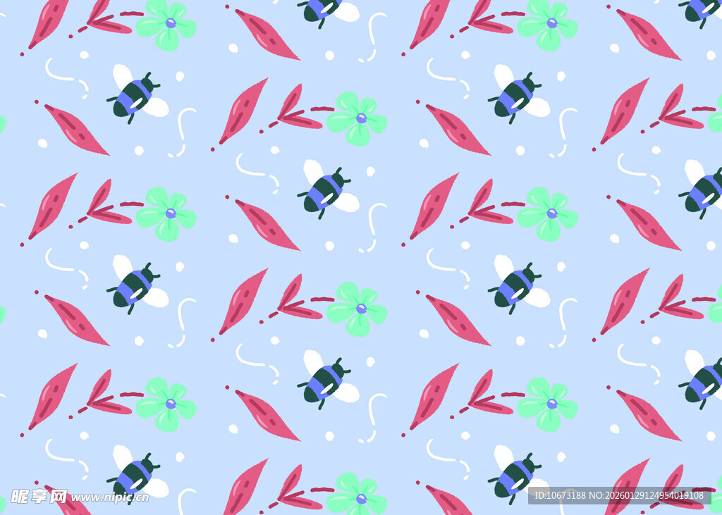 清新植物图案背景纹理