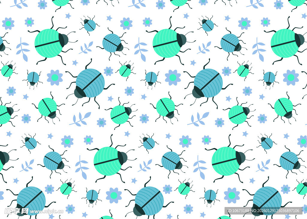 可爱甲虫图案背景设计