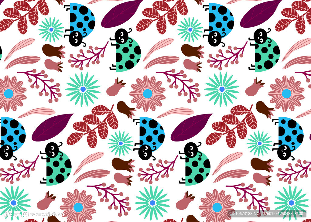 多彩花卉植物图案背景