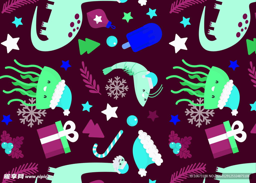 梦幻海洋风节日图案背景