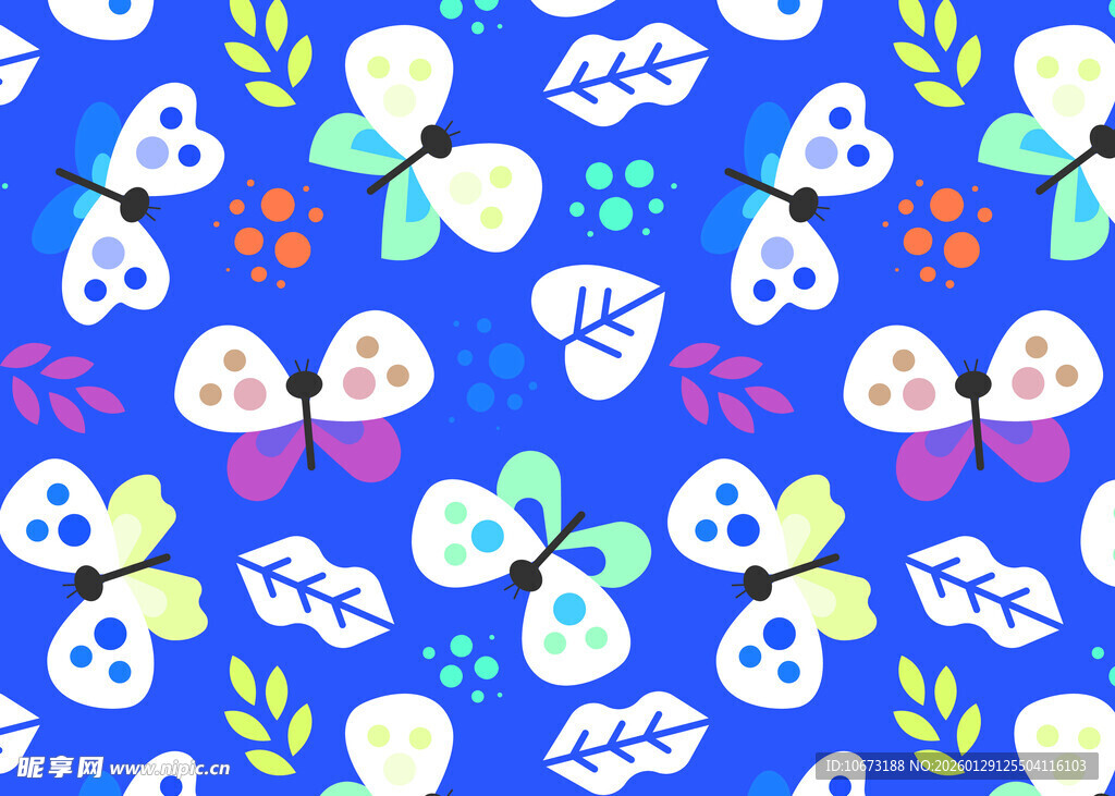 蓝色蝴蝶花卉图案背景