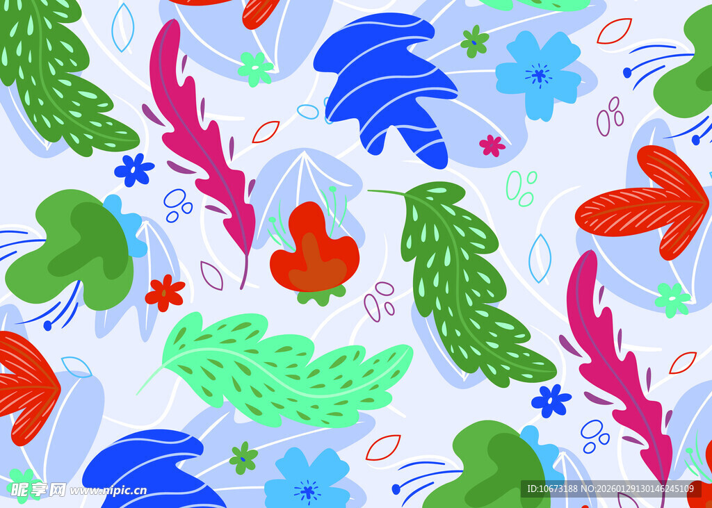 多彩植物花卉无缝图案