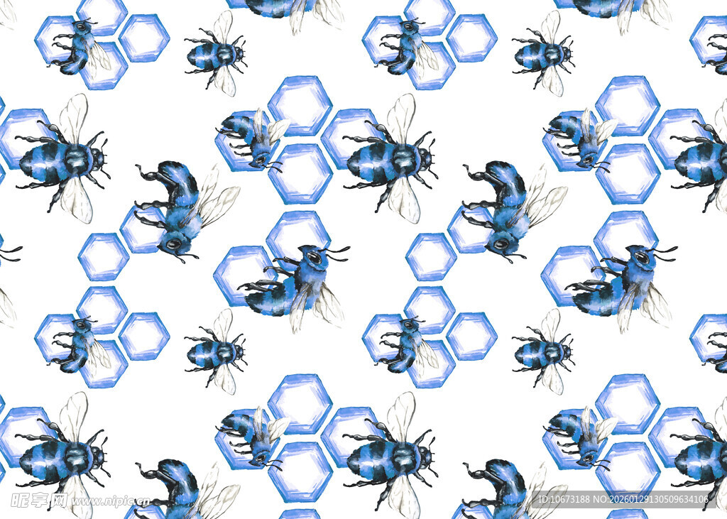 蜜蜂与蜂巢图案设计