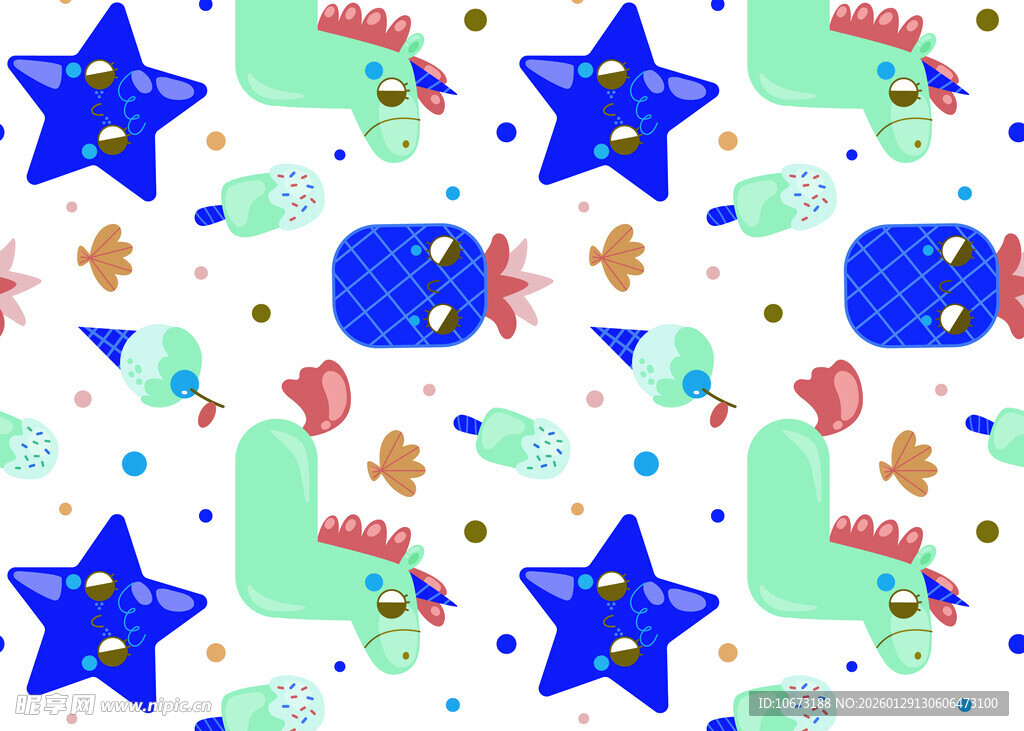 卡通星星动物图案背景