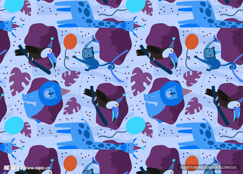 海洋生物图案的多彩织物