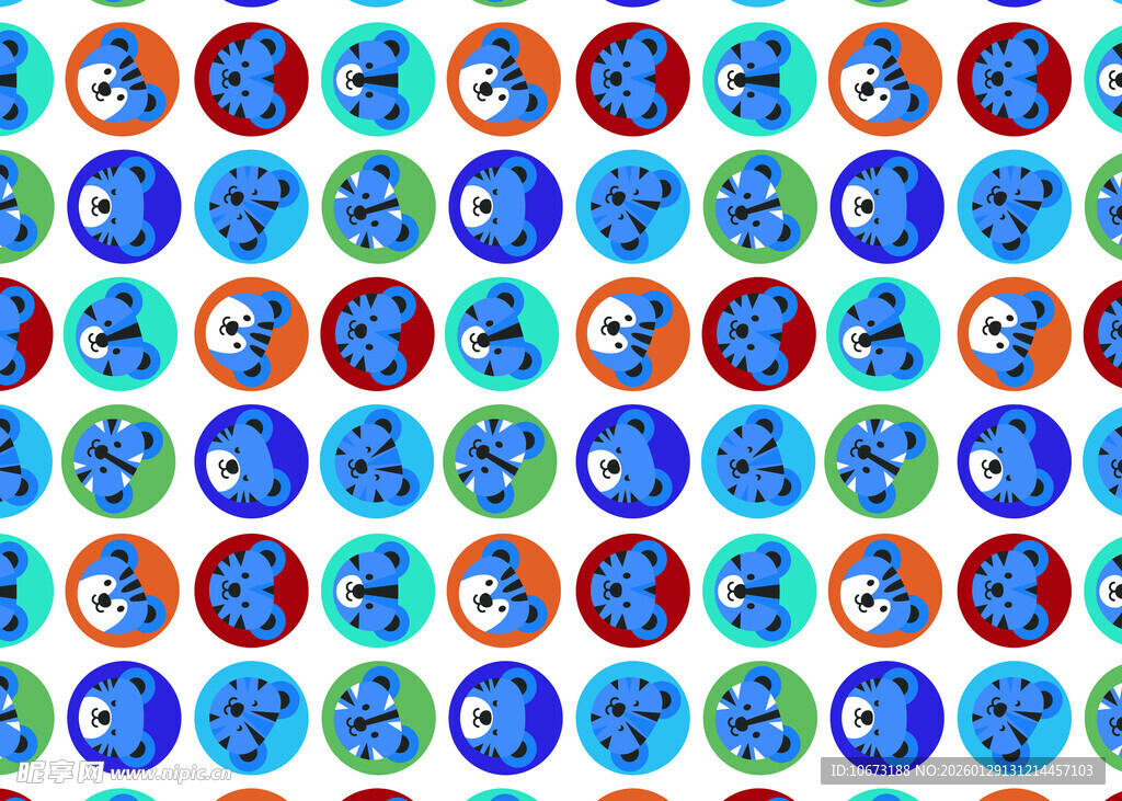 多彩卡通图案圆形图标集合